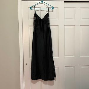 90s Victoria’s Secret Black Slip Dress - Lace and minor sequins